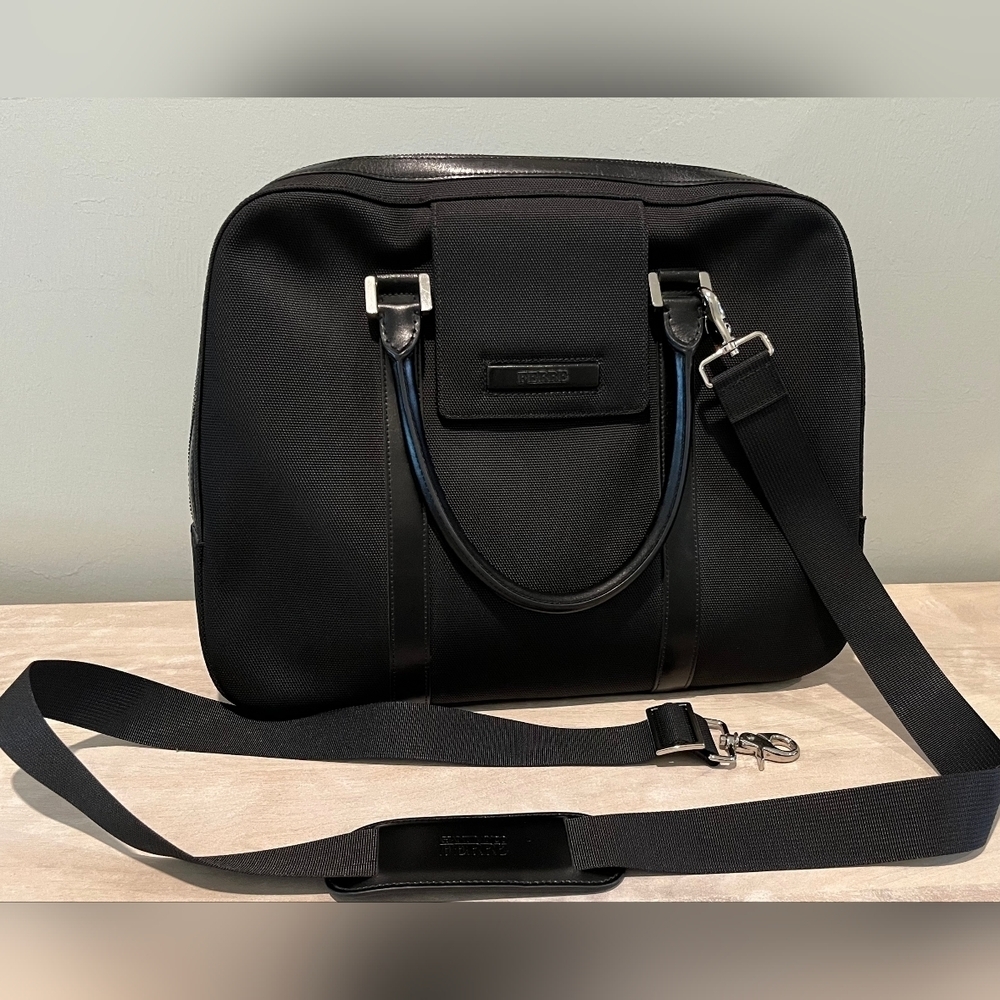 Gianfranco Ferre Soft Sided Nylon Briefcase with‎ Leather Trim NWOT